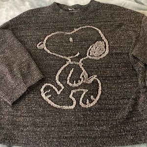 Zara Peanuts Snoopy Gray Knit Top Long Sleeve Graphic Print Women’s Medium